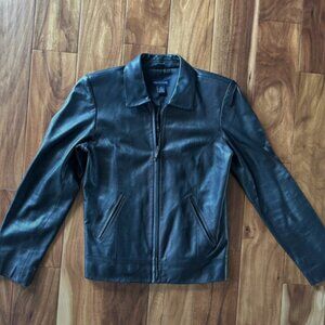 Ann Taylor Black 100% Genuine Leather Jacket size XS